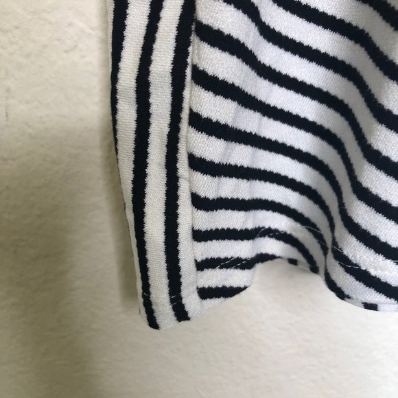 NWT Chico's XL Knit Top Black White Split Stripe 3/4 Sleeve Flared Cuff - Picture 12 of 15
